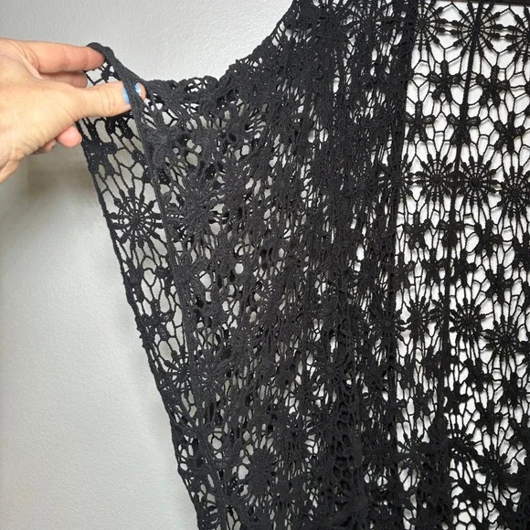 Torrid Crochet Kimono Wrap Beach Coverup Shawl Lace Boho Summer Goth Festival OS - Picture 5 of 6